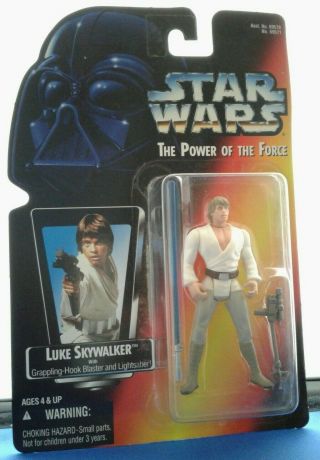 Star Wars Luke Skywalker W/ Long Blue Lightsaber,  Potf Color Photo Red Card