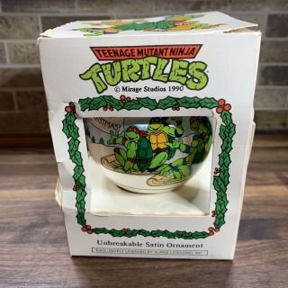 Vtg Teenage Mutant Ninja Turtles 1990 Satin Unbreakable Christmas Ornament Dudes