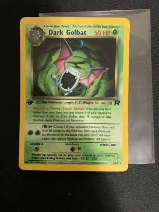 Pokemon Card Dark Golbat Team Rocket First Edition 7/82 Holo Rare