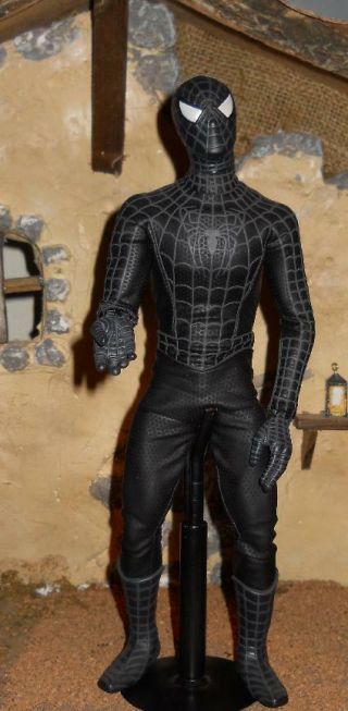 1/6 Medicom Real Action Hero Rah Black Spiderman Action Figure Loose