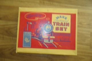 Vintage Marx Mechanical Train Set Box Engine,  4 Cars,  Track,  Instructions