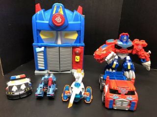 Playskool Heroes Transformers Optimus Prime Fire Station Dinobot Optimus Prime