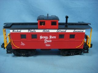 O Gauge Mth/rail King 3 Rail Nickel Plate Nkp Lighted Steel Caboose Rtr