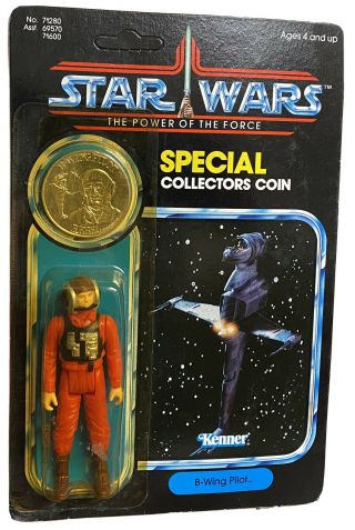 Vintage 1984 Kenner Star Wars B - Wing Pilot With Coin Power Of The Force