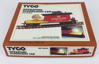 TYCO HO OPERATING FLOODLIGHT CAR Model Train 347 Box Vintage Scale Railroad Toy 3