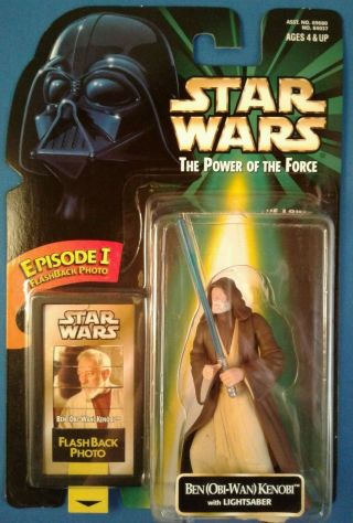 Star Wars Ben (obi - Wan) Kenobi W/ Lightsaber,  Flashback Photo Green Card Potf