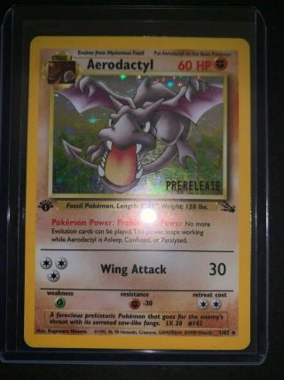 1999 Pokemon Fossil 1st Edition Prerelease Holo Aerodactyl 1/62 (nm)