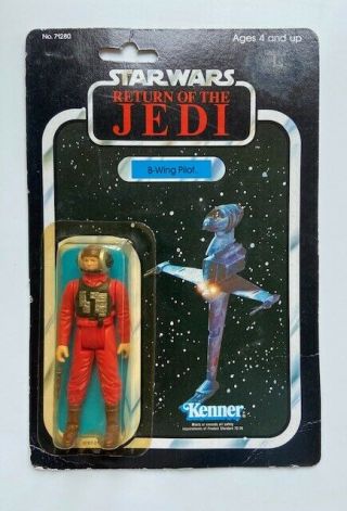 Vintage Star Wars Kenner 1983 Return Of The Jedi B - Wing Pilot 77 Back Moc Rotj