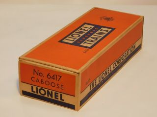 Lionel Postwar 6417 Caboose Car Box Only,  Collector Grade