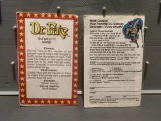 Vintage Kenner POWERS DC Comics DR.  FATE 15 Comic & BIO Card 2