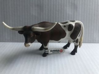 Tags Schleich Texas Longhorn Steer Bull Brown White Farm Ranch 6in By 3in