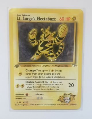 Pokemon First Edition Gym Heroes Lt.  Surge 