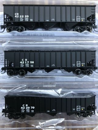 N Scale Bluford Shops Conrail Cr 14 Panel Rib Side Black Coal Hoppers 3 Pack