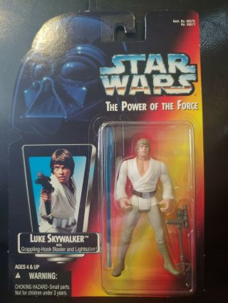 1995 Star Wars Potf Red Card Luke Skywalker Ls Long Saber Variant - Moc Rare