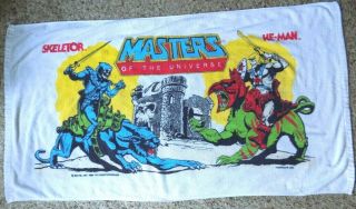 Vintage Masters of the Universe He Man Skeletor Beach Towel 1980 ' s Battle Cat 2
