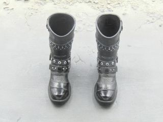 1/6 Scale Toy Diamond 4 Milevsky - Black Motorcycle Boots (peg Type)