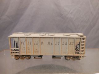 Ho Scale Western Maryland 2 - Bay Covered Hopper W/light Weathering