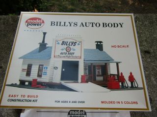 Vintage Model Power Ho Scale Billys Auto Body - Gas Station - W/ Box