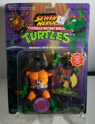 Vintage Teenage Mutant Ninja Turtles Sewer Heroes Rhinoman Unpunched