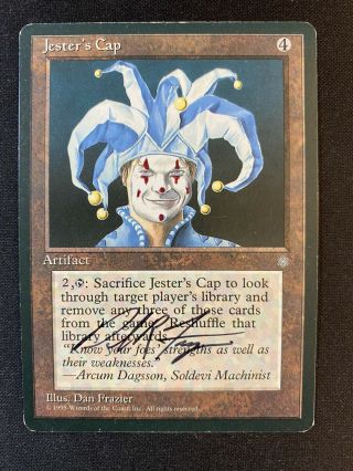 Mtg Magic The Gathering Jester’s Cap Ice Age Signed & Altered By Dan Frazier