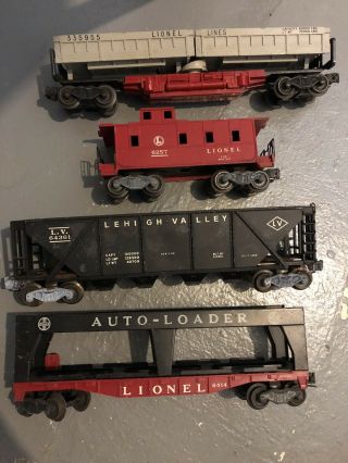 Set Of 4: Vintage Lionel O Scale 1957 Train Cars: 6257,  335955,  64361,  6414