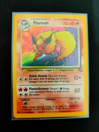 Pokemon Card - Flareon 1999 Base Jungle Set Holo Ultra Star Rare Nm V P 3/64