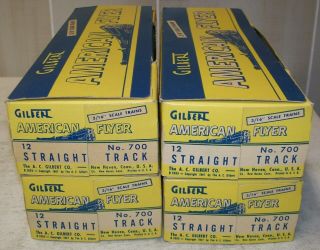 American Flyer Postwar S Scale 700 Straight Track Boxes Only (4) Ex -