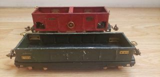 Lionel Trains Vintage Prewar 816 O Gauge Red Hopper Car & 812 Green Gondola Car