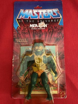 Vintage He Man Motu Masters Of The Universe Mer Man Opened 8 Back 1983