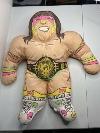 Vtg 90s Tonka Wwf Wwe Ultimate Warrior Wrestling Buddy Pillow Plush Stuffed Doll