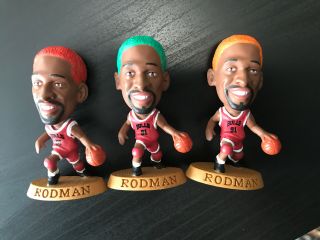 1996 Nba Headliners Dennis Rodman Red/orange/green Hair Chicago Bulls Freeship
