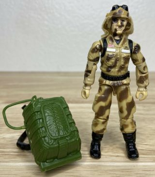 Vintage 1985 Gi Joe Arah Dusty Desert Trooper With Parachute Backpack