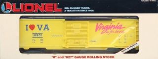 Lionel O Gauge O27 I Love Virginia 19901 Boxcar Box Car 6 - 19901u