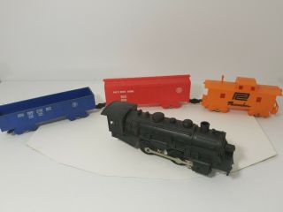 Vintage 1950s Marx O Scale 4 Piece Train Set With 490 Locomotive Pacemaker As - Is