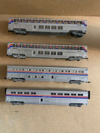 4 Con Cor Ho Scale Amtrak Superliner Passenger Cars