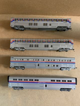 4 Con Cor HO Scale Amtrak Superliner Passenger Cars 2