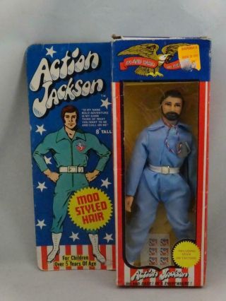 1971 Mego Action Jackson 8 " Figure In Package Never Played With Mip