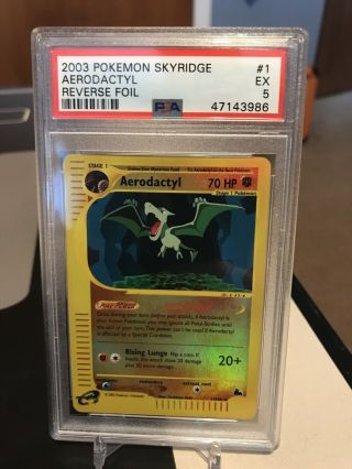 Psa 5 Aerodactyl Reverse Holo Rare Skyridge Pokemon Card 1/144