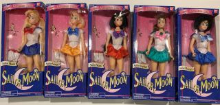 Nrfb - Sailor Moon Complete Set Of Five 6 " Adventure Dolls By Bandai (1995)