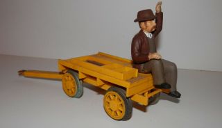 Bachmann G Scale Man Sitting On Wagon With Railroad Supplies