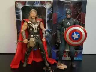 Neca 1/4 Scale Captain America & Thor Figures Complete With Boxes