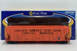 Exact Rail Ee - 1711 - 6 Ho Evans 4780 Covered Hopper - Juniata Farmers Co - Op Ex/box