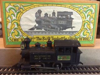 Vintage Ho Silvine B&o Teakettle Metal Steam Locomotive W/box For Repair Or Part