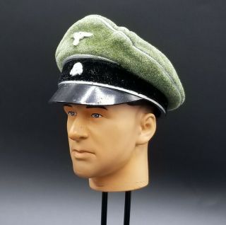 1:6 Dragon Wwii German Green Waffen Ss Officer Hat 12 " Gi Joe Bbi Did 21st Ww2