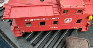 Aristocraft Art - 42109 B&o Red Long Steel Caboose With Lights & More