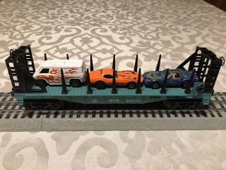 Lionel O Gauge York Central Nyc Bulkhead Flat Car 601172 With Cars Load