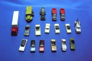 N Scale Vehicles,  6 Trucks And 11 Cars.  Most Are Bachmann.