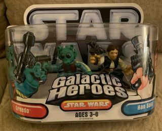 Galactic Heroes Greedo & Han Solo Action Figures & 2006 By Hasbro