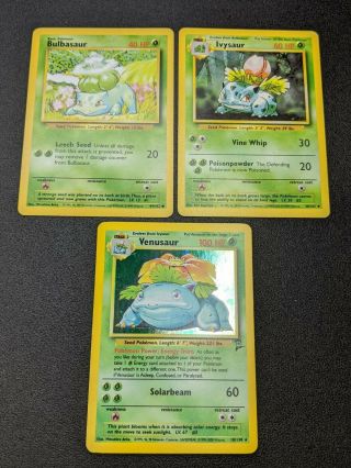 Venusaur,  Ivysaur,  Bulbasaur - Base Set 2 - 18/130 - Holo Rare - Pokemon Cards