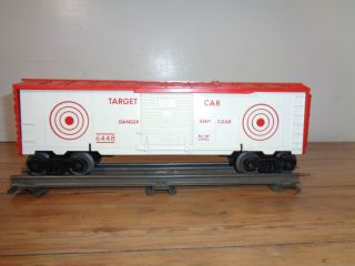 Lionel O Gauge 6448 Target Car - Exploding Box Car W/white Sides & Red Roof
